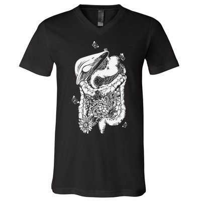 Digestive System Anatomy Flower GI Nurse Gastroenterology V-Neck T-Shirt