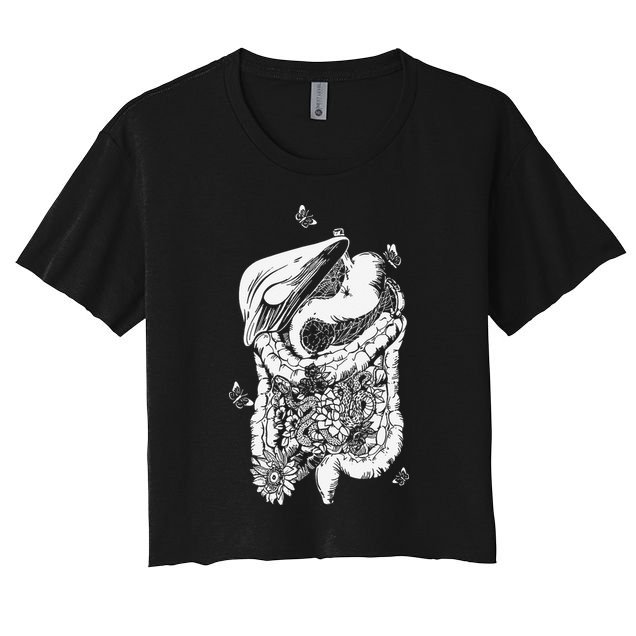 Digestive System Anatomy Flower GI Nurse Gastroenterology Women's Crop Top Tee