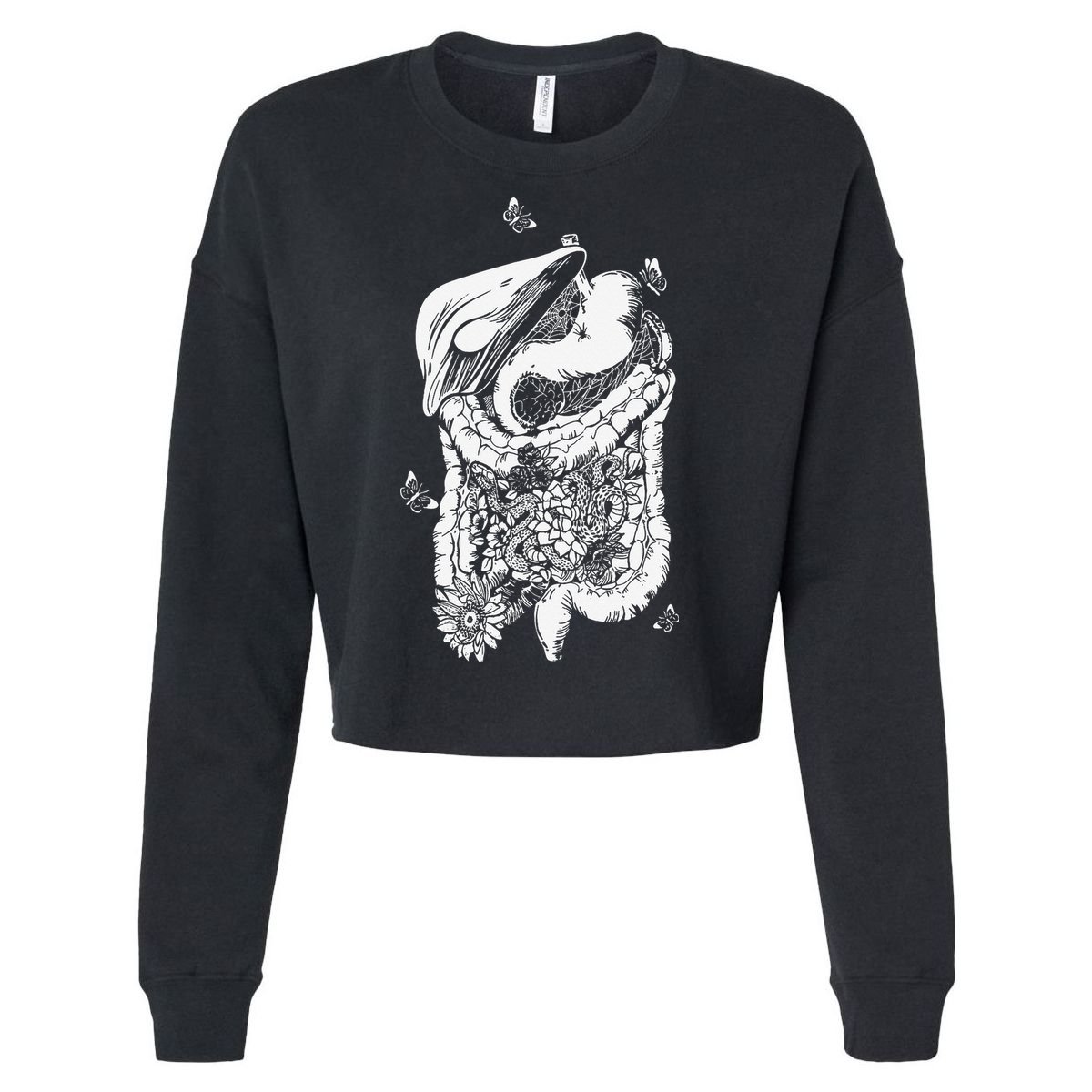 Digestive System Anatomy Flower GI Nurse Gastroenterology Cropped Pullover Crew
