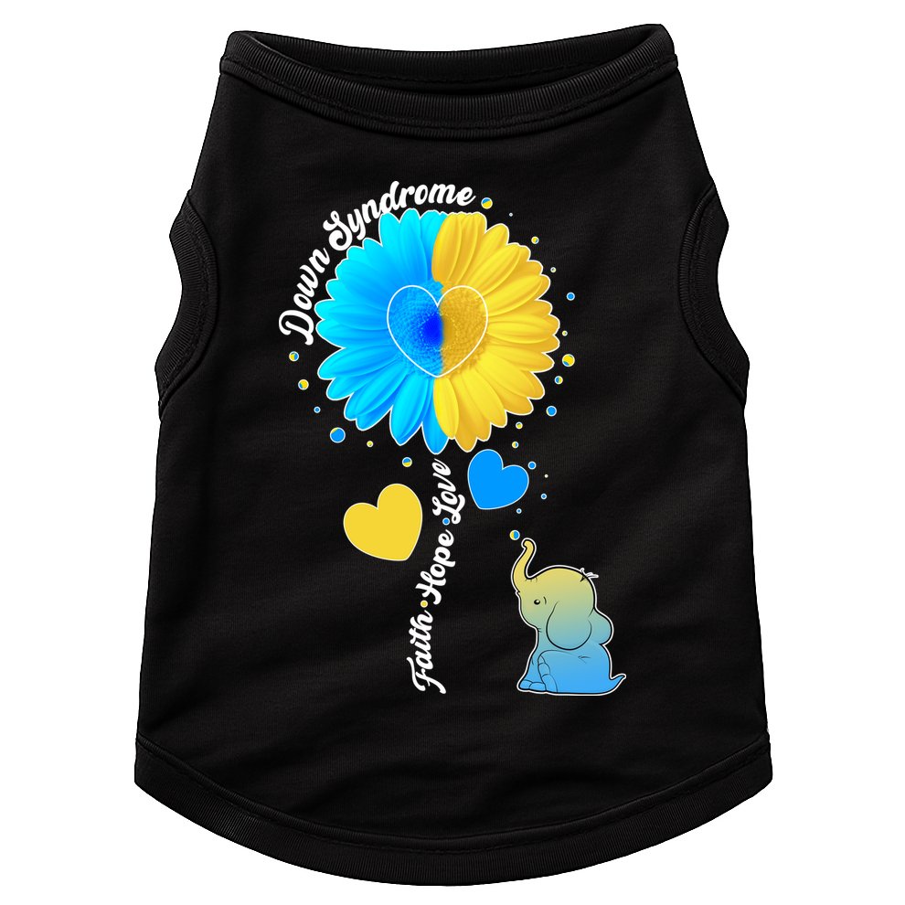 Down Syndrome Awareness Faith Hope Love Flower Elephant Doggie Tank