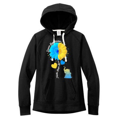 Down Syndrome Awareness Faith Hope Love Flower Elephant Women's Fleece Hoodie