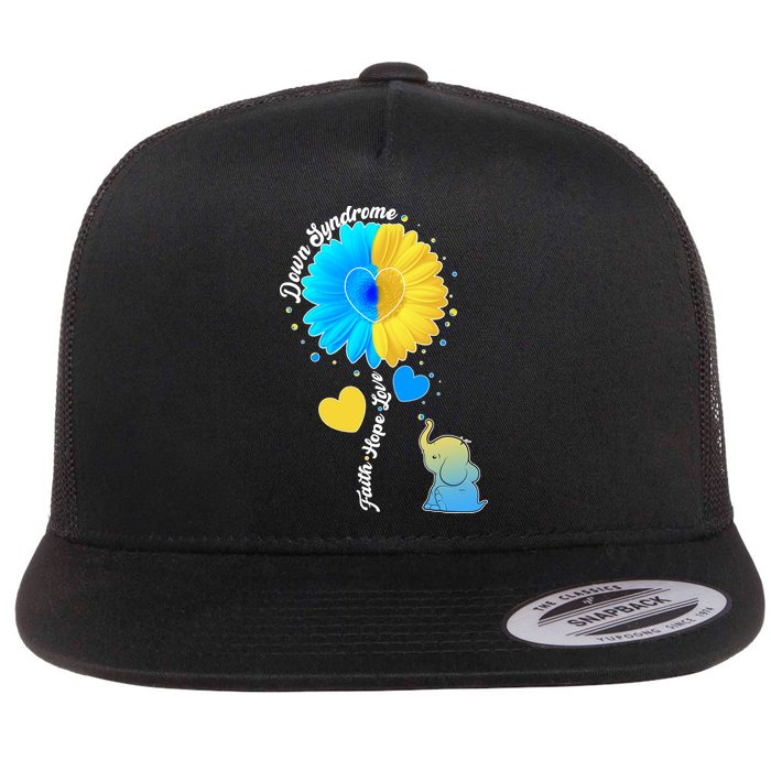 Down Syndrome Awareness Faith Hope Love Flower Elephant Flatbill Hat