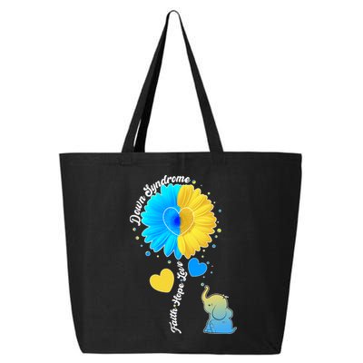 Down Syndrome Awareness Faith Hope Love Flower Elephant 25L Jumbo Tote