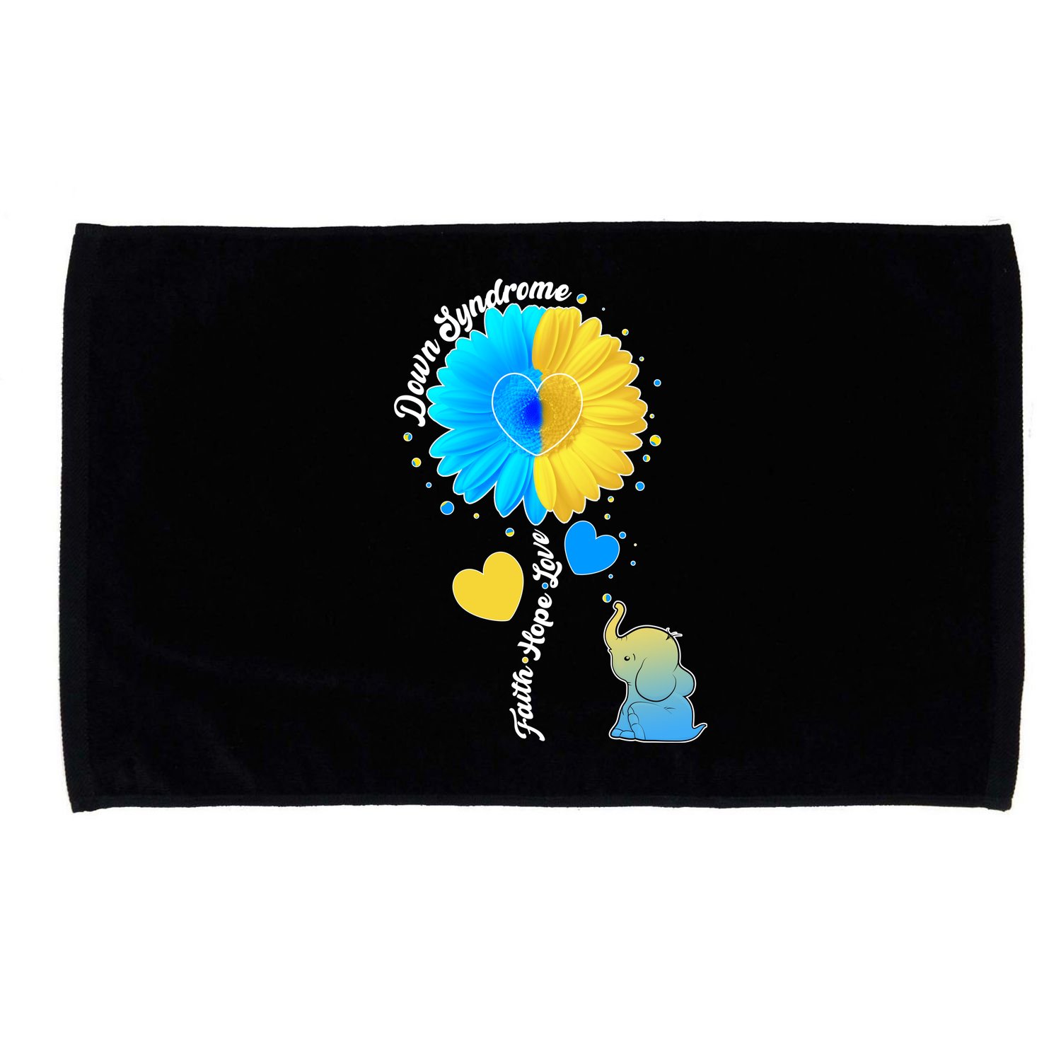 Down Syndrome Awareness Faith Hope Love Flower Elephant Microfiber Hand Towel