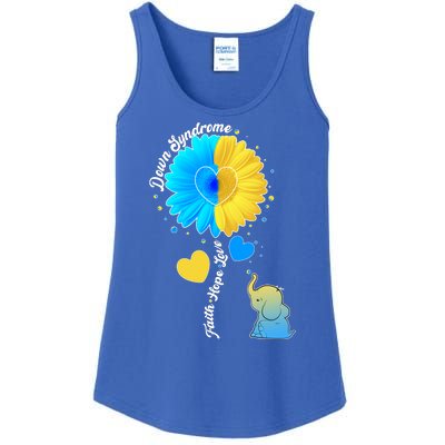 Down Syndrome Awareness Faith Hope Love Flower Elephant Ladies Essential Tank