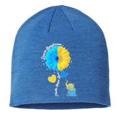 Down Syndrome Awareness Faith Hope Love Flower Elephant Sustainable Beanie