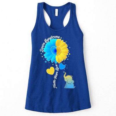 Down Syndrome Awareness Faith Hope Love Flower Elephant Womens Tank Top