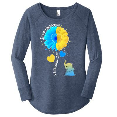 Down Syndrome Awareness Faith Hope Love Flower Elephant Women's Perfect Tri Tunic Long Sleeve Shirt