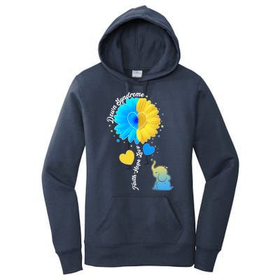 Down Syndrome Awareness Faith Hope Love Flower Elephant Women's Pullover Hoodie