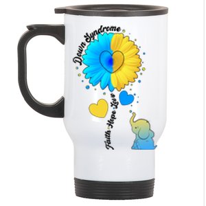 Down Syndrome Awareness Faith Hope Love Flower Elephant Stainless Steel Travel Mug