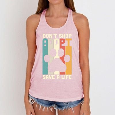 Don't Shop Adopt Save A Life Gift Dog And Cat Rescue Gift Women's Knotted Racerback Tank