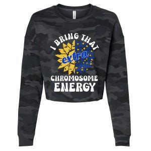 Down Syndrome Awareness For Trisomy 21 Flower Cropped Pullover Crew