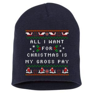 Dear Santa All I Want For Christmas Is My Gross Pay Xmas Short Acrylic Beanie