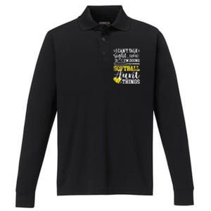 Doing Softball Aunt Things Softball Player Auntie Cute Gift Performance Long Sleeve Polo