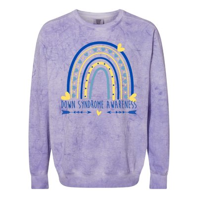 Down Syndrome Awareness Rainbow Heart Colorblast Crewneck Sweatshirt