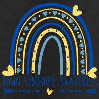 Down Syndrome Awareness Rainbow Heart 7 Panel Mesh Trucker Snapback Hat