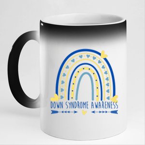 Down Syndrome Awareness Rainbow Heart 11oz Black Color Changing Mug