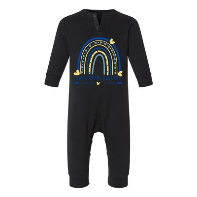 Down Syndrome Awareness Rainbow Heart Infant Fleece One Piece