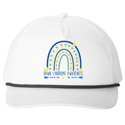 Down Syndrome Awareness Rainbow Heart Snapback Five-Panel Rope Hat