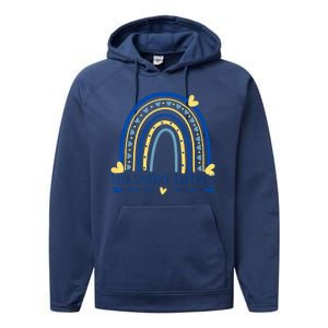 Down Syndrome Awareness Rainbow Heart Performance Fleece Hoodie