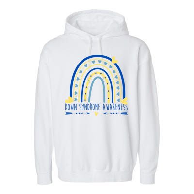 Down Syndrome Awareness Rainbow Heart Garment-Dyed Fleece Hoodie