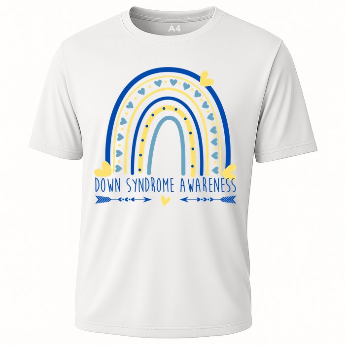 Down Syndrome Awareness Rainbow Heart Cooling Performance Crew T-Shirt
