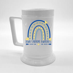 Down Syndrome Awareness Rainbow Heart Beer Stein