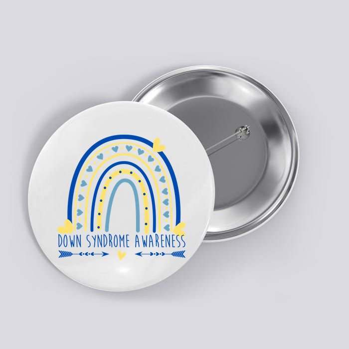 Down Syndrome Awareness Rainbow Heart Button