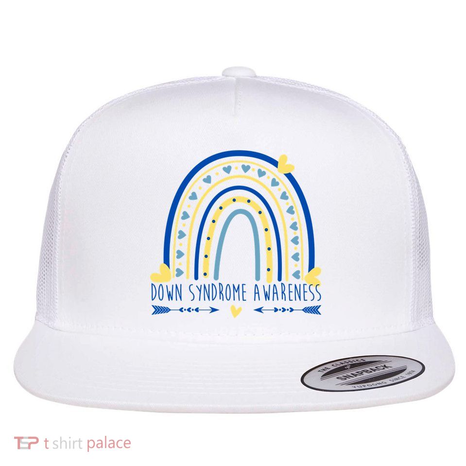 Down Syndrome Awareness Rainbow Heart Flatbill Hat