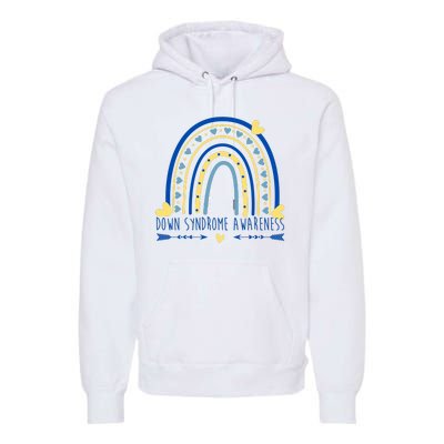 Down Syndrome Awareness Rainbow Heart Premium Hoodie