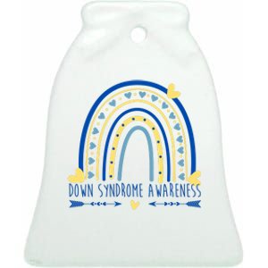 Down Syndrome Awareness Rainbow Heart Ceramic Bell Ornament