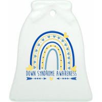 Down Syndrome Awareness Rainbow Heart Ceramic Bell Ornament