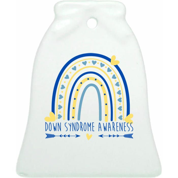 Down Syndrome Awareness Rainbow Heart Ceramic Bell Ornament