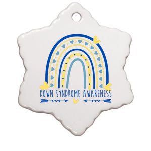 Down Syndrome Awareness Rainbow Heart Ceramic Star Ornament