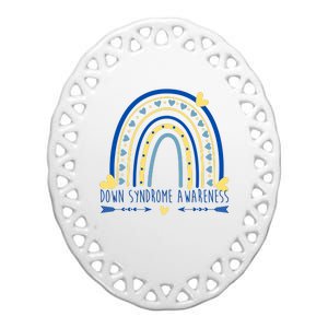 Down Syndrome Awareness Rainbow Heart Ceramic Oval Ornament