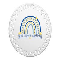 Down Syndrome Awareness Rainbow Heart Ceramic Oval Ornament