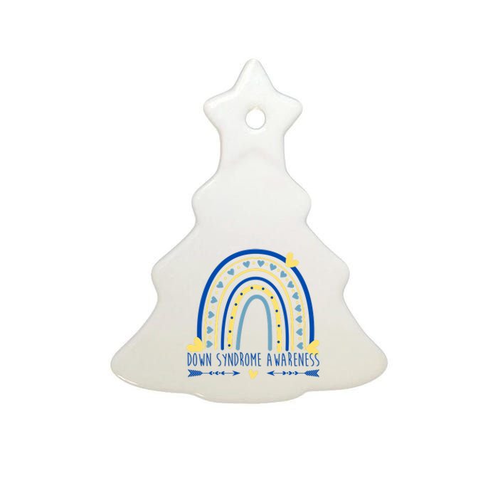 Down Syndrome Awareness Rainbow Heart Ceramic Tree Ornament