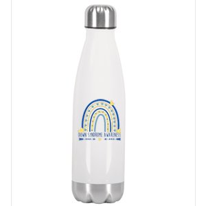 Down Syndrome Awareness Rainbow Heart Stainless Steel Insulated Water Bottle