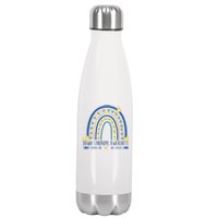 Down Syndrome Awareness Rainbow Heart Stainless Steel Insulated Water Bottle