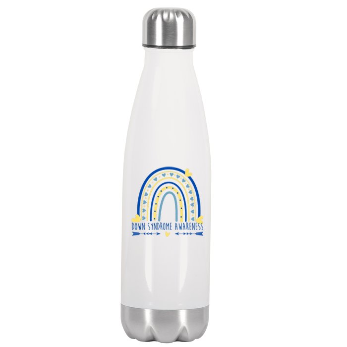 Down Syndrome Awareness Rainbow Heart Stainless Steel Insulated Water Bottle