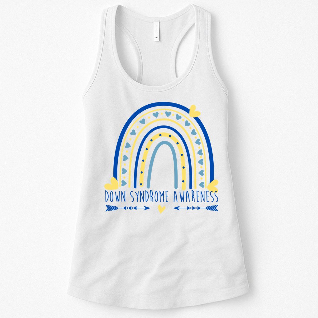 Down Syndrome Awareness Rainbow Heart Womens Tank Top