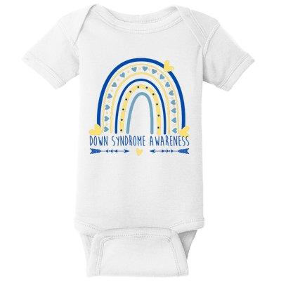 Down Syndrome Awareness Rainbow Heart Baby Bodysuit