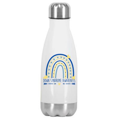 Down Syndrome Awareness Rainbow Heart Stainless Steel Insulated Water Bottle