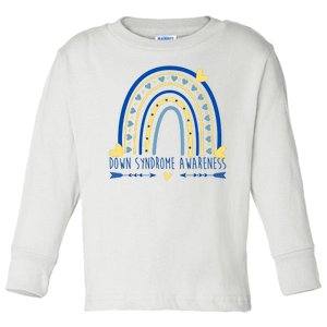 Down Syndrome Awareness Rainbow Heart Toddler Long Sleeve Shirt