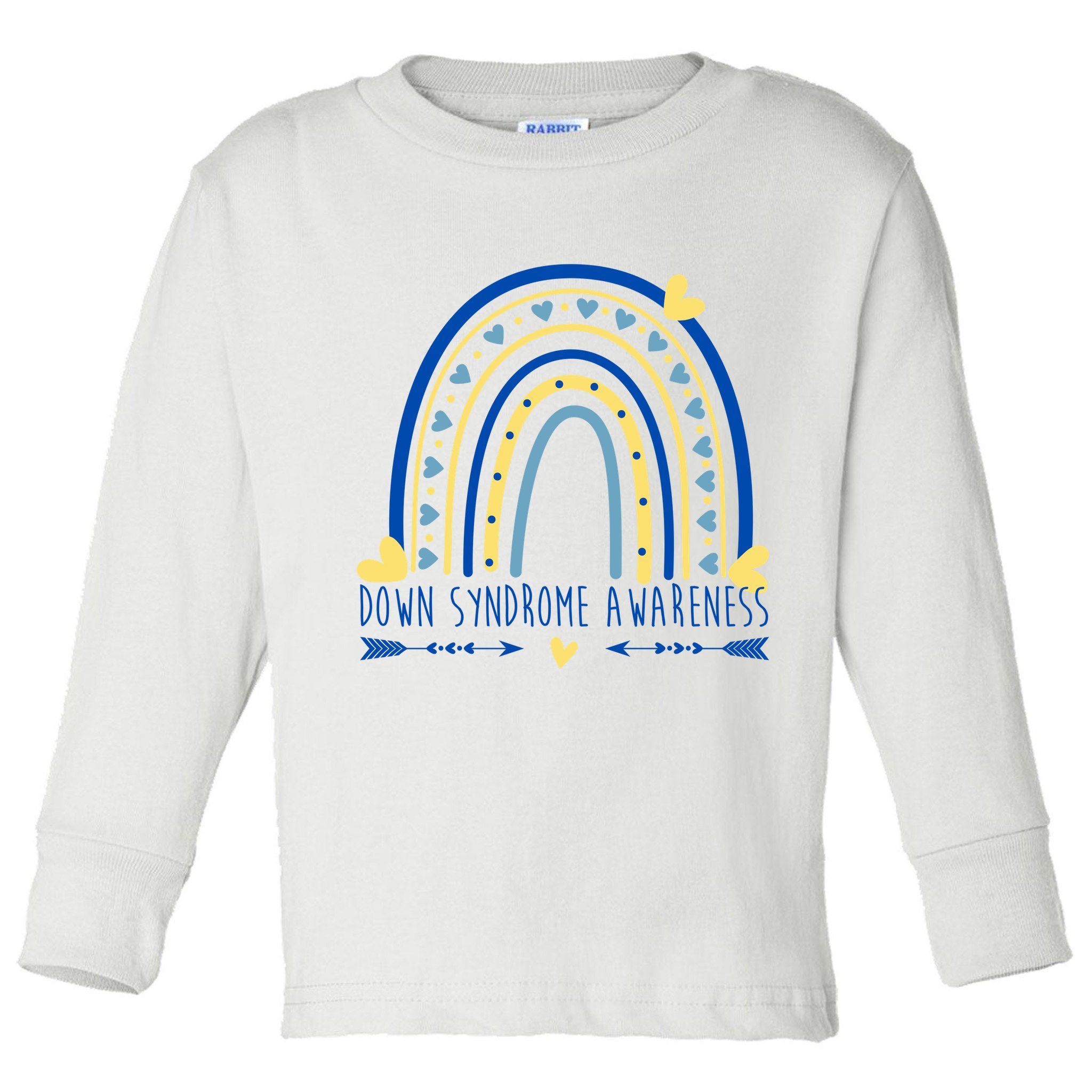 Down Syndrome Awareness Rainbow Heart Toddler Long Sleeve Shirt