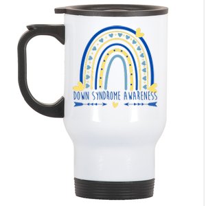 Down Syndrome Awareness Rainbow Heart Stainless Steel Travel Mug