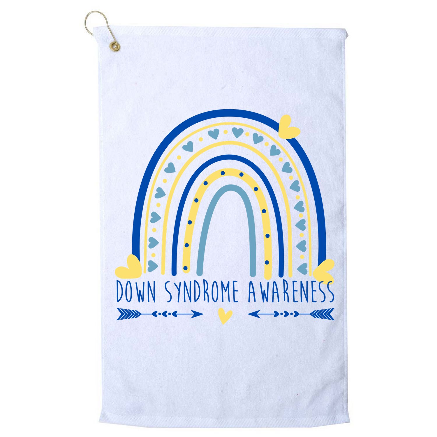 Down Syndrome Awareness Rainbow Heart Golf Towel