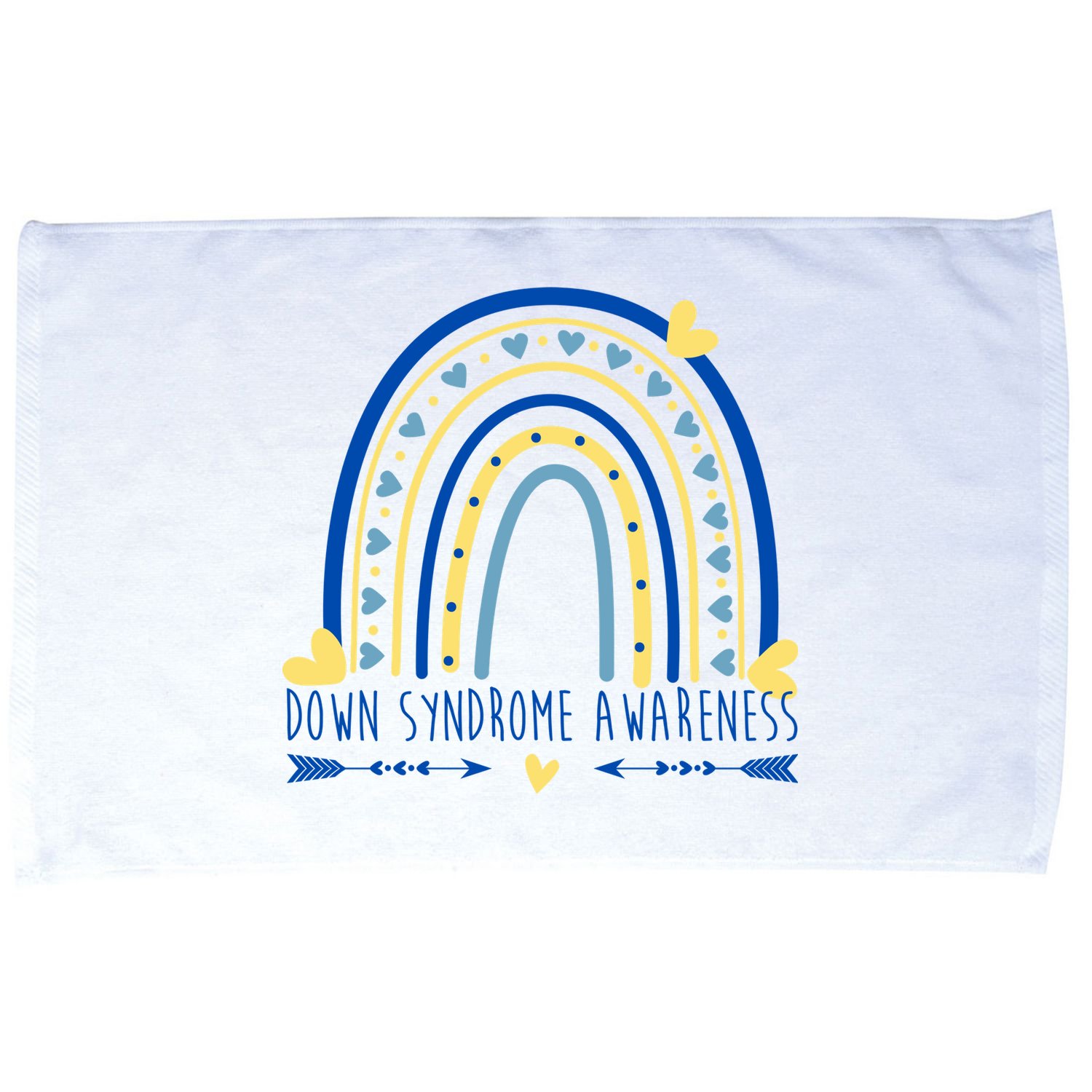 Down Syndrome Awareness Rainbow Heart Microfiber Hand Towel
