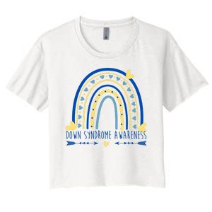 Down Syndrome Awareness Rainbow Heart Women's Crop Top Tee