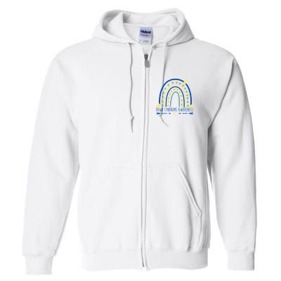 Down Syndrome Awareness Rainbow Heart Full Zip Hoodie
